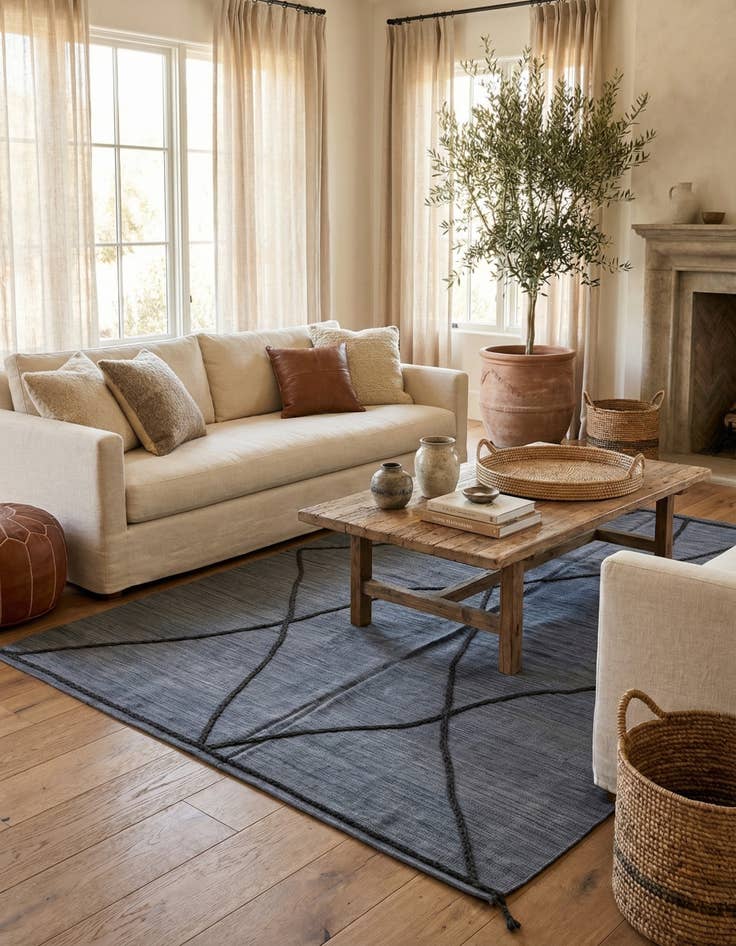 Detail image of 6' 11 x 9' 6  Hand Knotted Moroccan Wool Rug