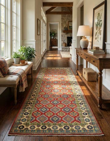 4' x 10' 4 Hand Knotted Kazak Runner Rug