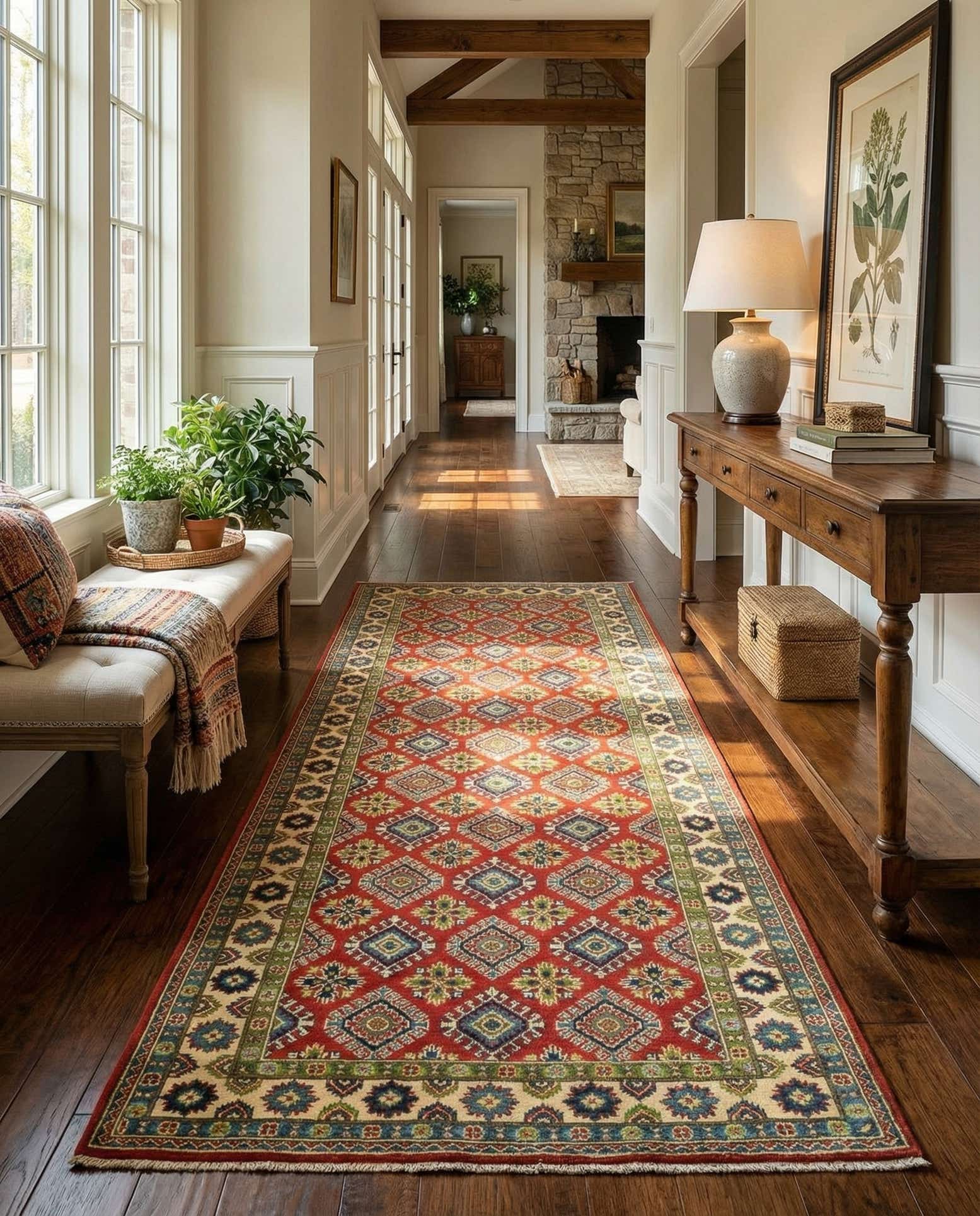 4' x 10' 4 Hand Knotted Kazak Runner Rug