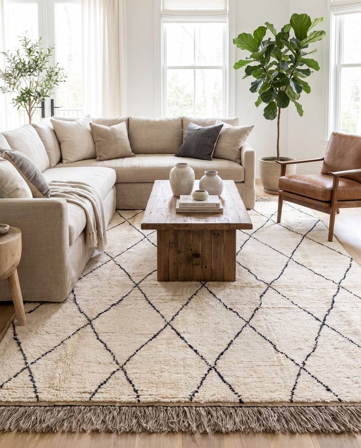 Detail image of 6' 3 x 9' Hand Knotted Moroccan Wool Rug