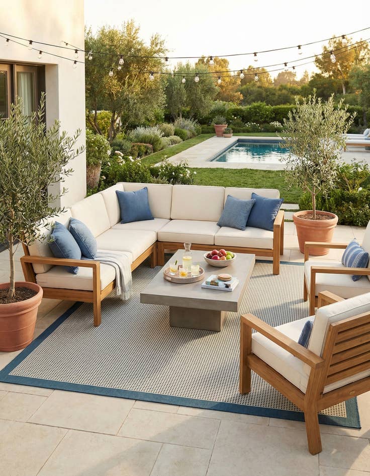 Detail image of 10' x 10'  Washable Border Indoor / Outdoor Square Rug