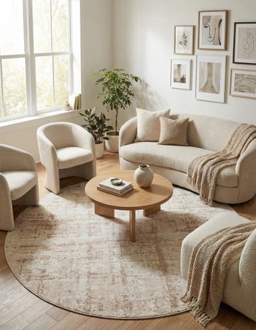 Beige Uptown Lexington Avenue Round Rug