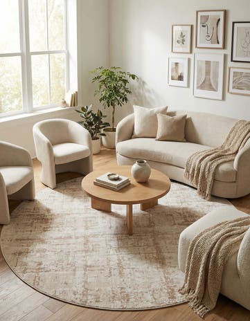 Jill Zarin Beige Uptown Lexington Avenue Round Rug