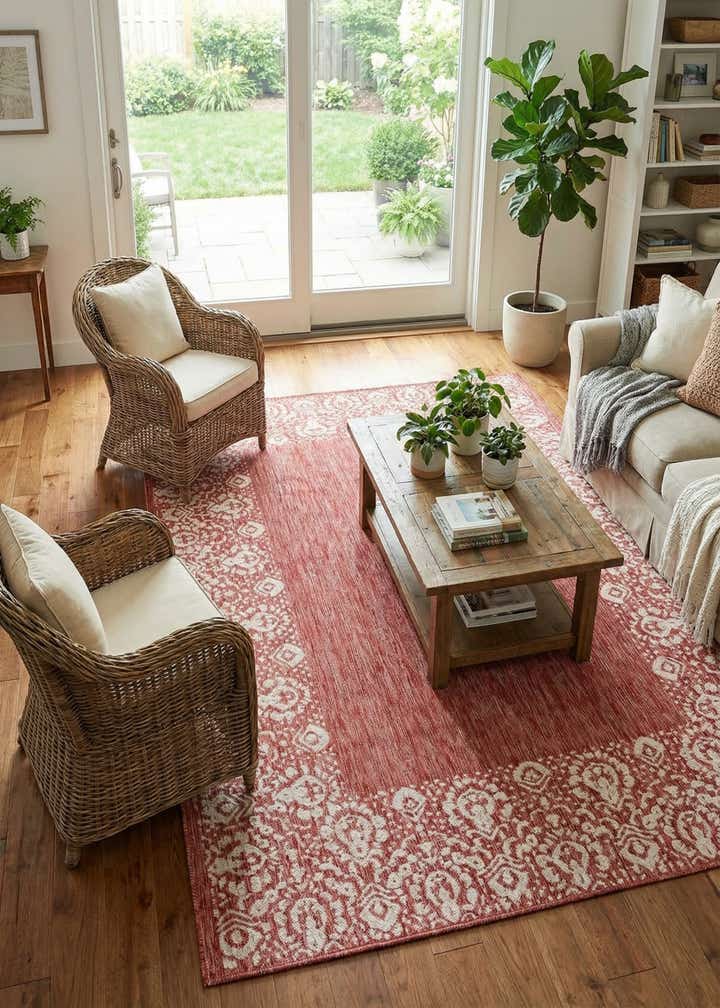 7' x 10' Easy-Clean Border Indoor / Outdoor Rug