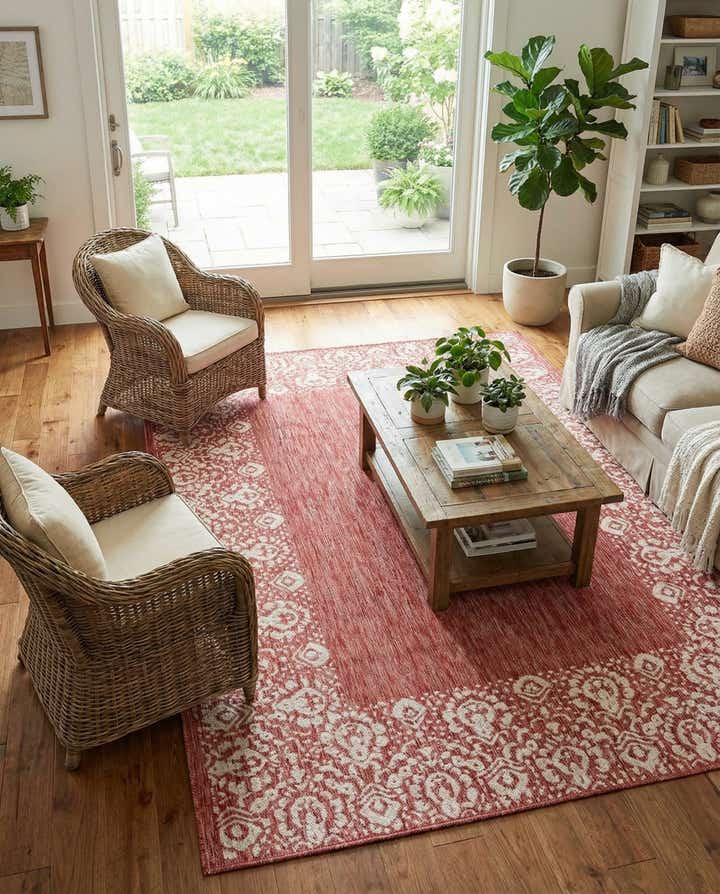7' x 10' Easy-Clean Border Indoor / Outdoor Rug