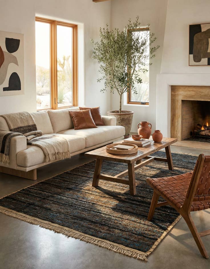 Detail image of 5' x 9'  Hand Knotted Moroccan Wool Rug