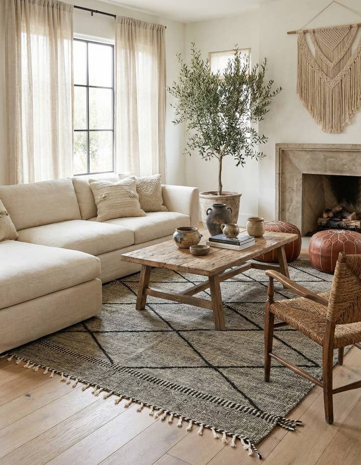 Detail image of 6' 9 x 9' 6  Hand Knotted Moroccan Wool Rug