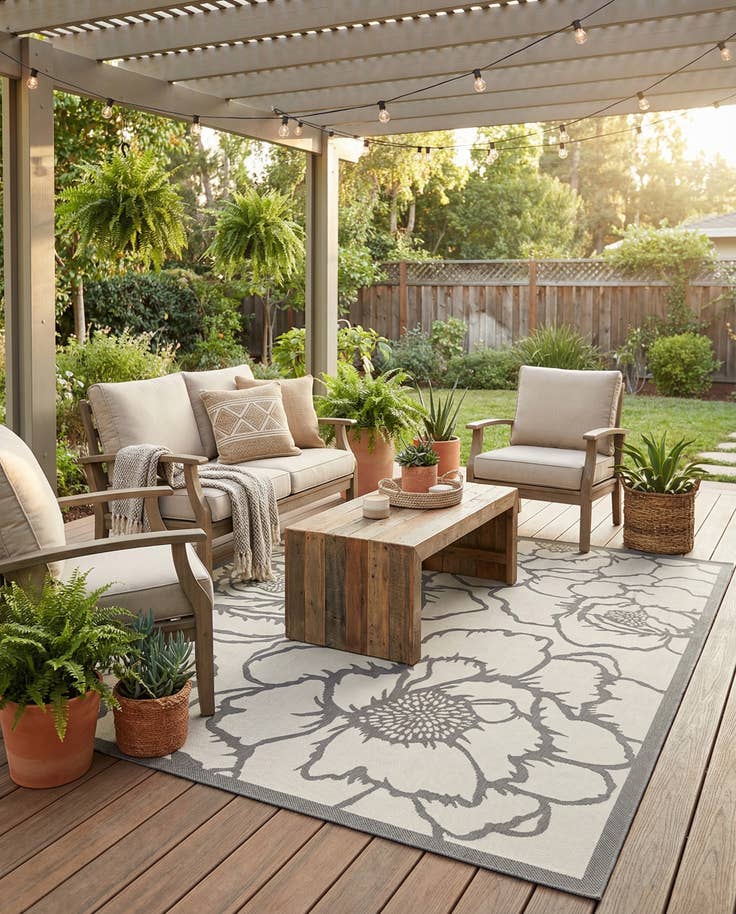 Detail image of 7' x 10' Easy-Clean Botanical Indoor / Outdoor Rug