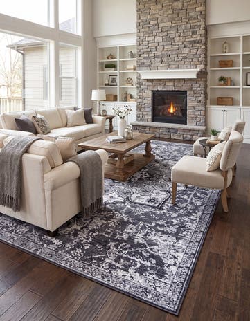 Dark Gray Washable Francesca Rug