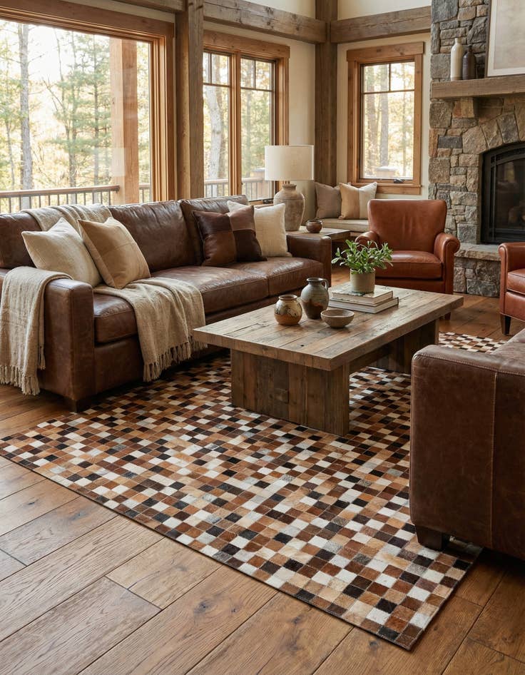 Detail image of  4' 8 x 6' 7 Cowhide Stocks Rug