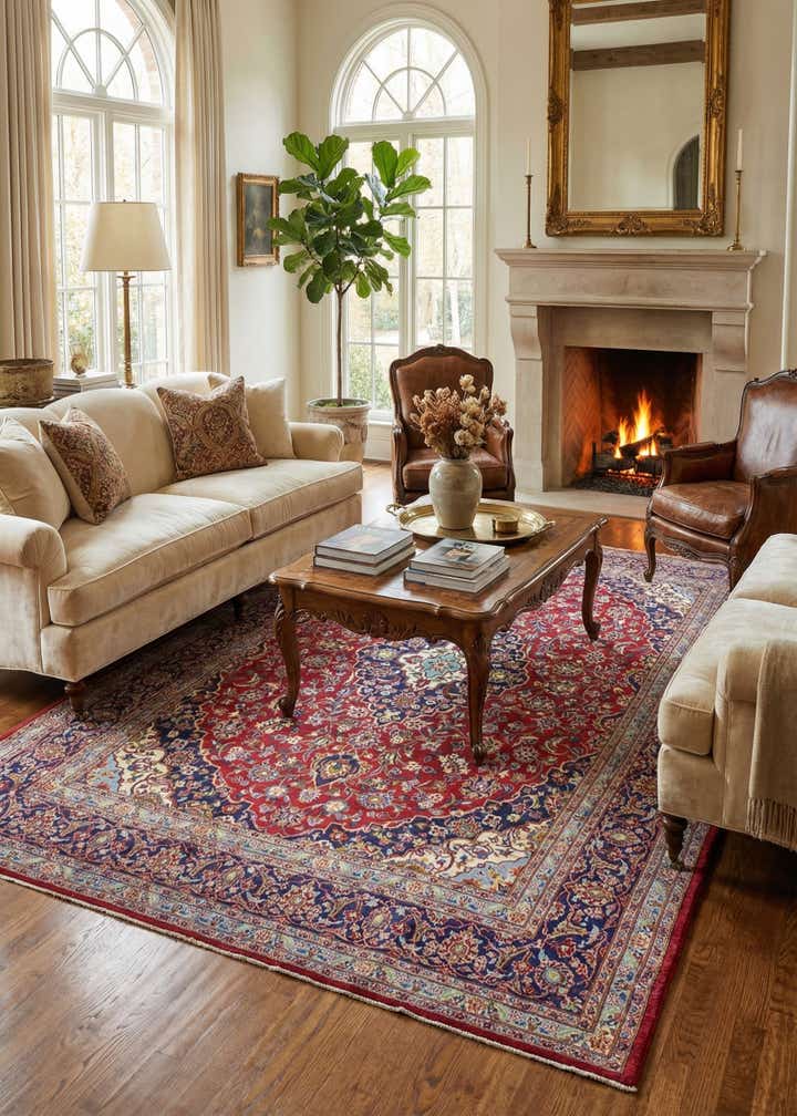9' 8 x 12' 9 Hand Knotted Mashad Persian Wool Rug