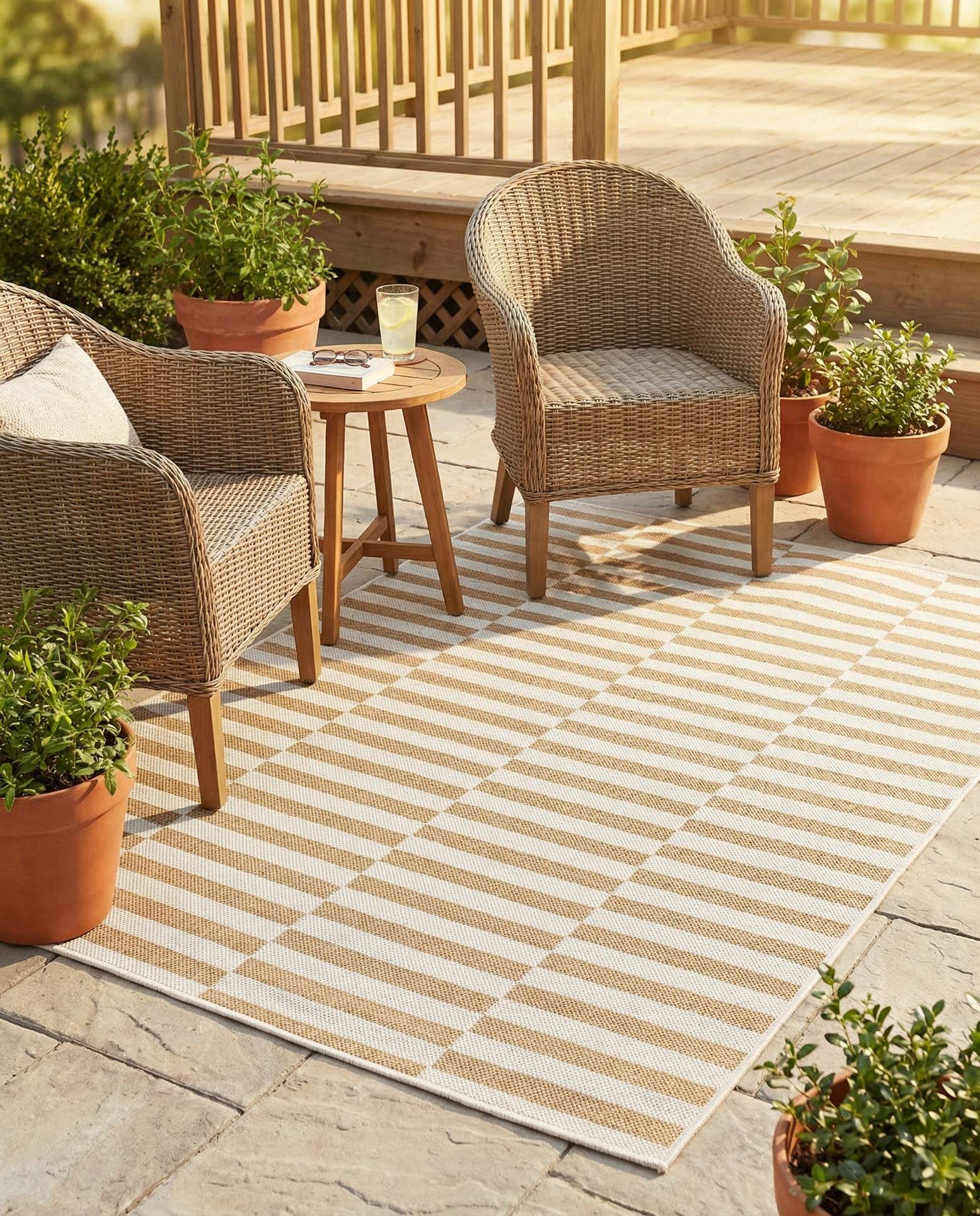 4' x 6' Easy-Clean Striped Indoor / Outdoor Rug