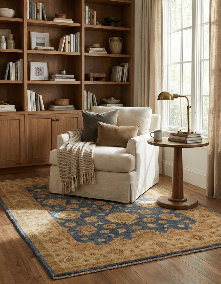 Detail image of 4' 2 x 6'  Hand Knotted Peshawar Ziegler Rug