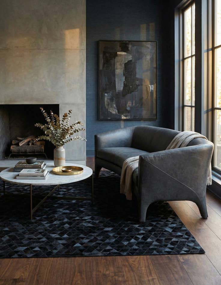 Detail image of 5' x 7' 8 Cowhide Leather Rug