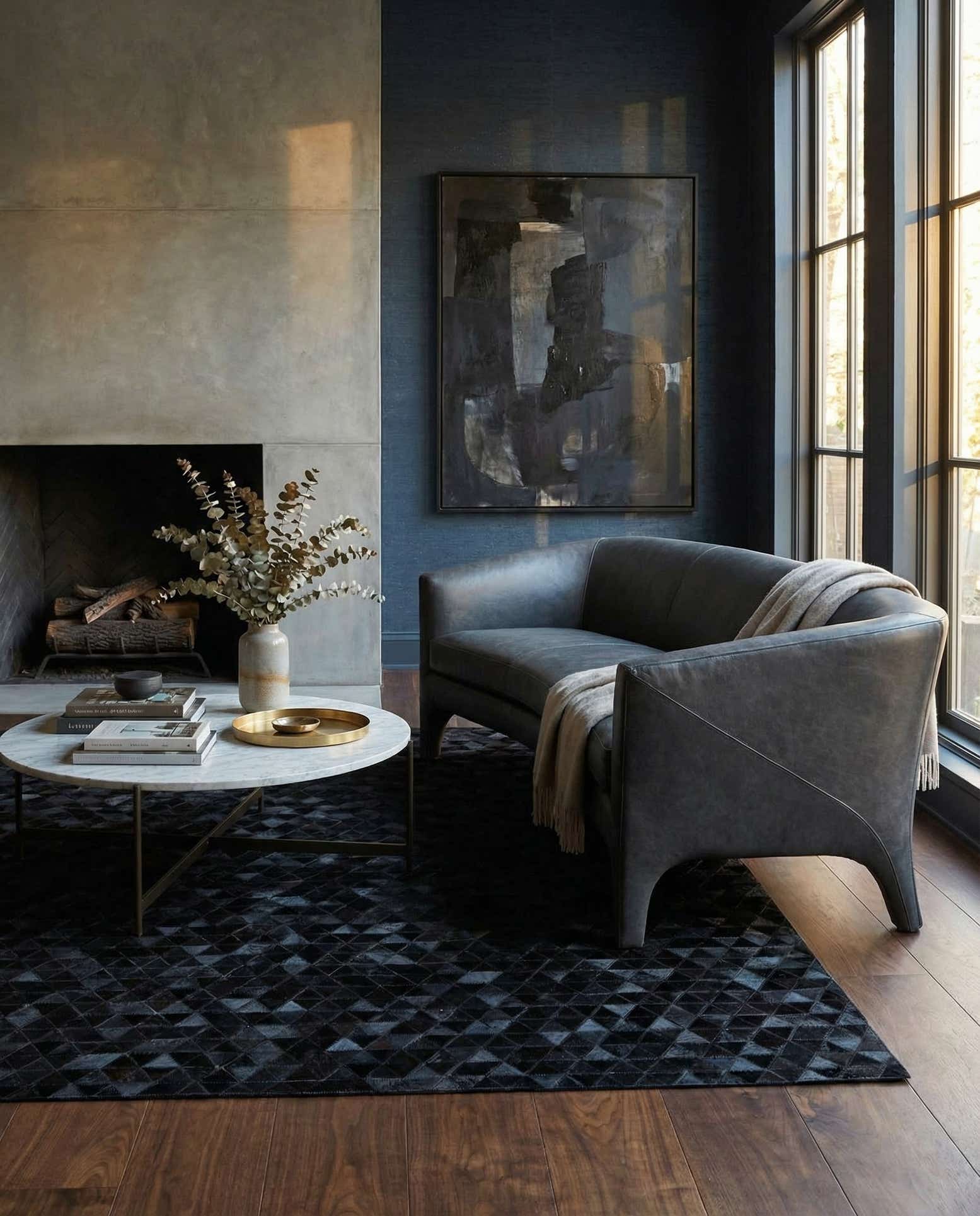 5' x 7' 8 Cowhide Leather Rug
