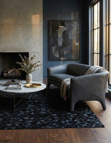 5' x 7' 8 Cowhide Leather Rug
