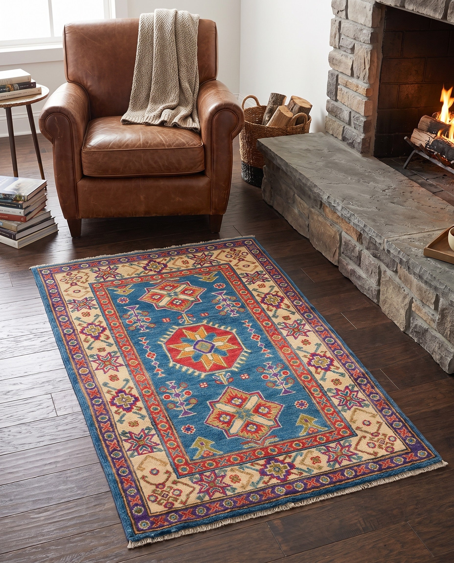 2' 7 x 4' 3 Hand Knotted Kazak Rug