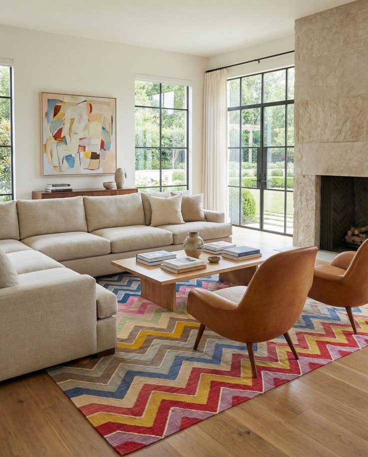Detail image of 8' 7 x 10' 2 Hand Woven Kilim Modern Wool Rug
