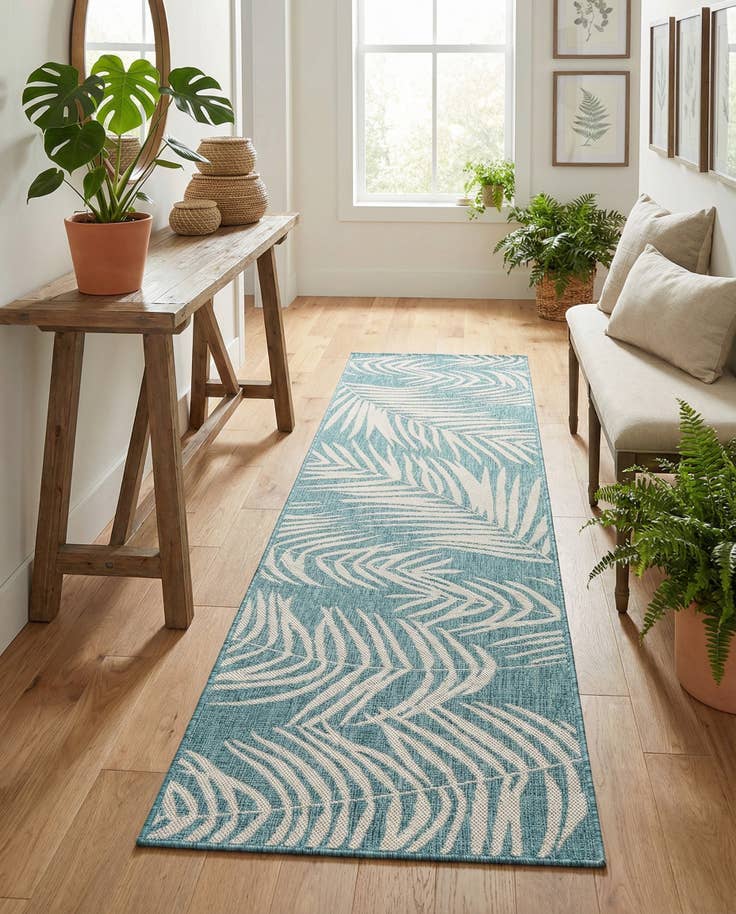 Detail image of 2' 7 x 10' Easy-Clean Botanical Indoor / Outdoor Runner Rug