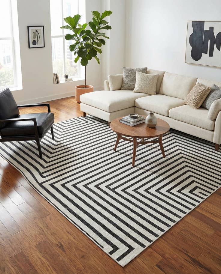 Detail image of 10' x 10' Easy-Clean Modern Indoor / Outdoor Square Rug