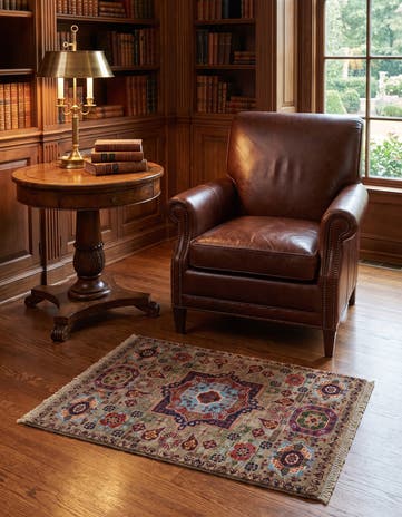2' x 3' 2 Hand Knotted Mamluk Ziegler Rug