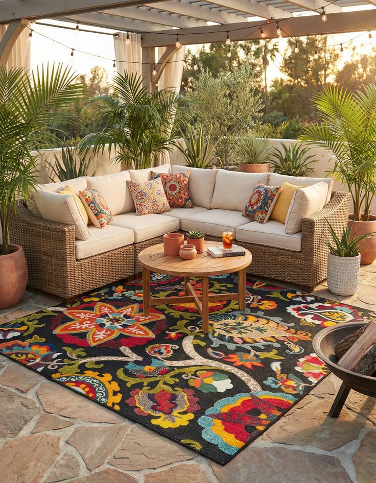 Detail image of 7' 10 x 7' 10  Washable Casablanca Indoor / Outdoor Square Rug