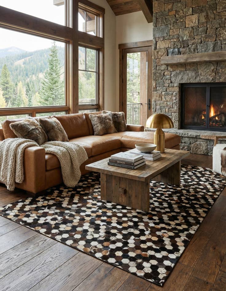 Detail image of  5' 1 x 8' Cowhide - Patchwork Rug