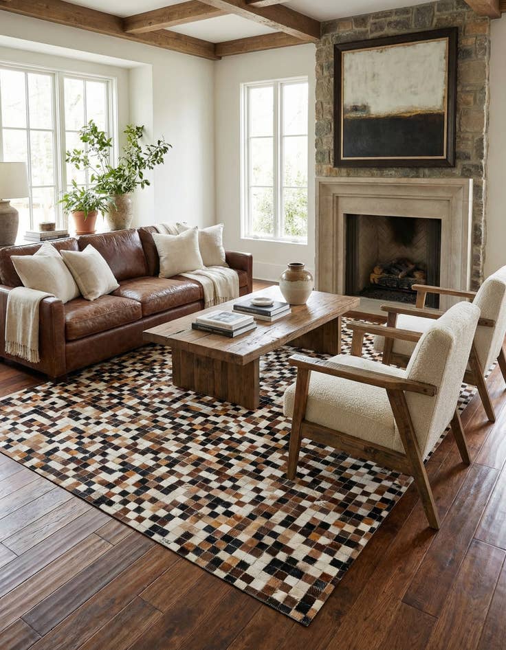 Detail image of 5' 5 x 7' 5 Cowhide Stocks Rug