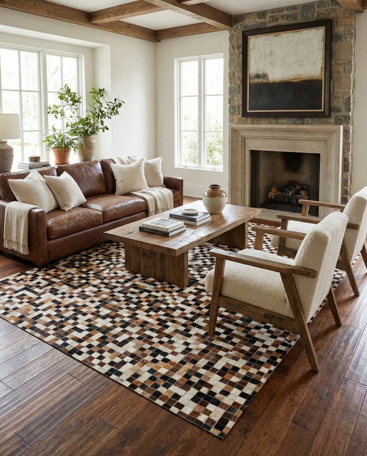 Detail image of 5' 5 x 7' 5 Cowhide Stocks Rug