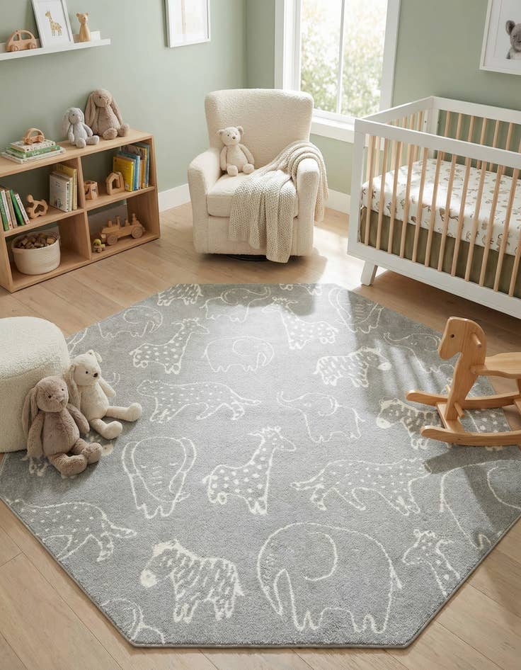 Detail image of 7' 10 x 7' 10 Whimsy Kids Octagon Rug