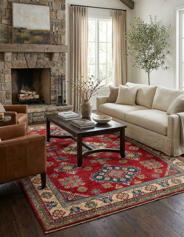 Detail image of 6' 4 x 9' 7  Hand Knotted Kazak Rug