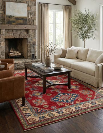 6' 4 x 9' 7 Hand Knotted Kazak Rug