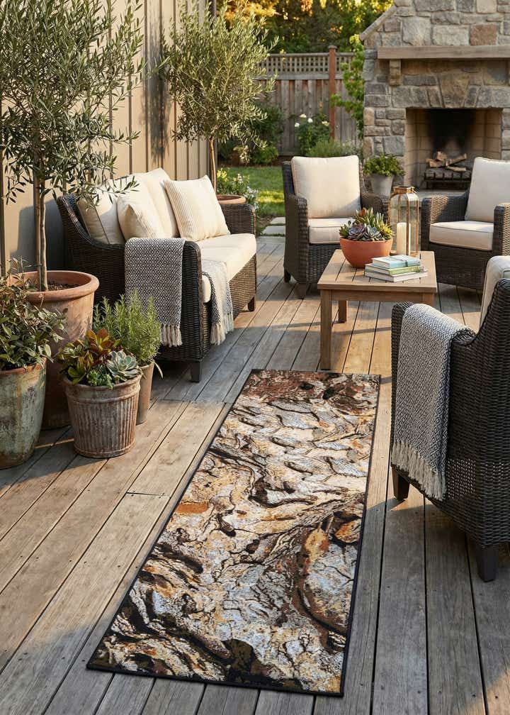 2' 7 x 10' Easy-Clean Modern Indoor / Outdoor Runner Rug