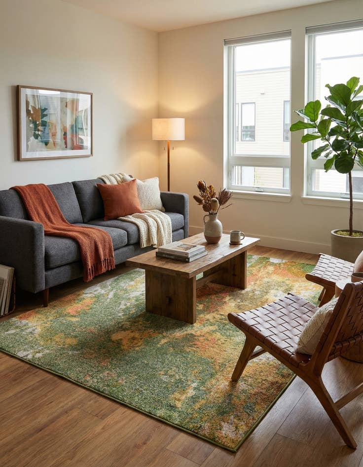 Detail image of 6' x 9'  Washable Haerfest Rug