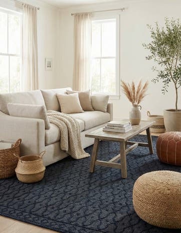 Navy Blue Hand Woven Larsa Jute Rug