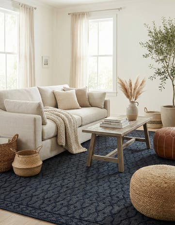 Navy Blue Hand Woven Larsa Jute Rug