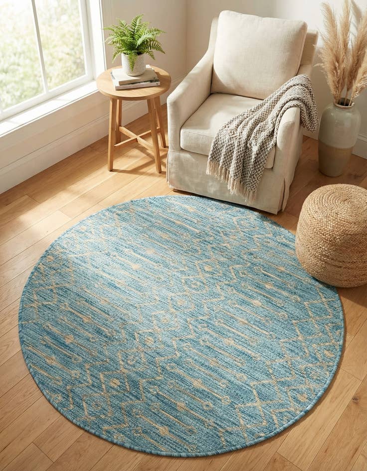 Detail image of 4' x 4'  Washable Trellis Indoor / Outdoor Round Rug