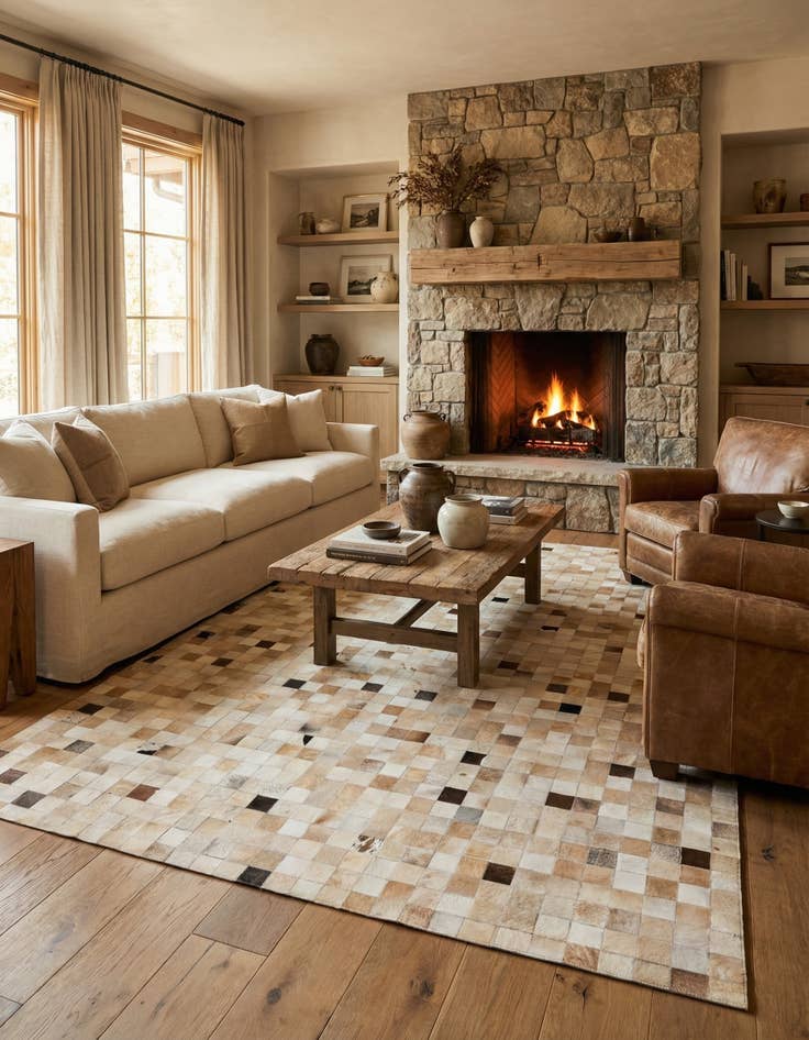 Detail image of 8' 1 x 9' 9 Cowhide Stocks Rug