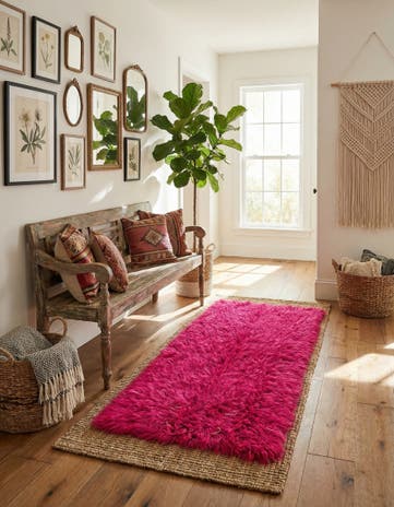 2' 4 x 4' 7 Hand Knotted Moroccan Wool Runner Rug