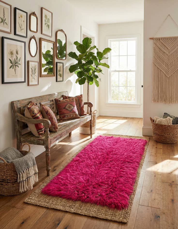 Detail image of  2' 4 x 4' 7  Hand Knotted Moroccan Wool Runner Rug