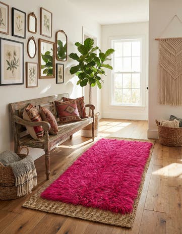 2' 4 x 4' 7 Hand Knotted Moroccan Wool Runner Rug