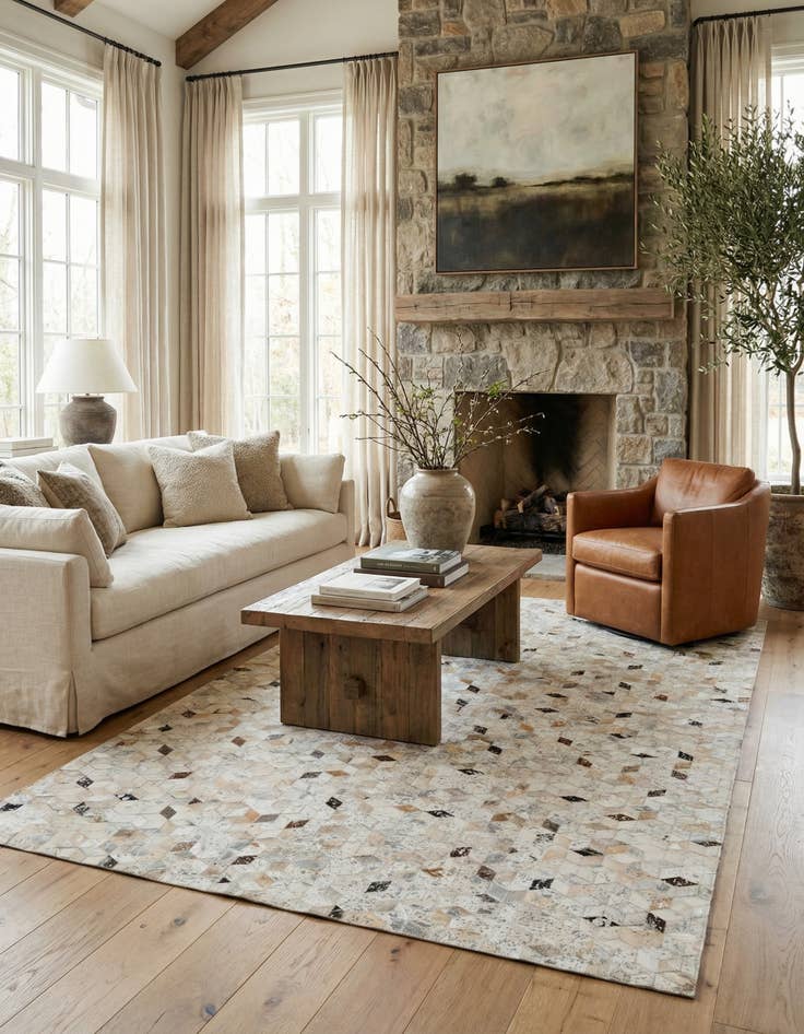 Detail image of 5' x 8' Cowhide Leather Rug