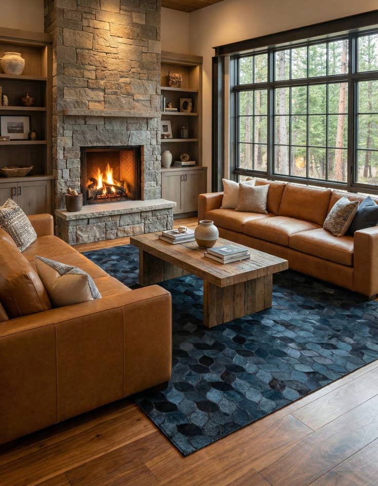 Detail image of 5' 1 x 8' Cowhide Leather Rug