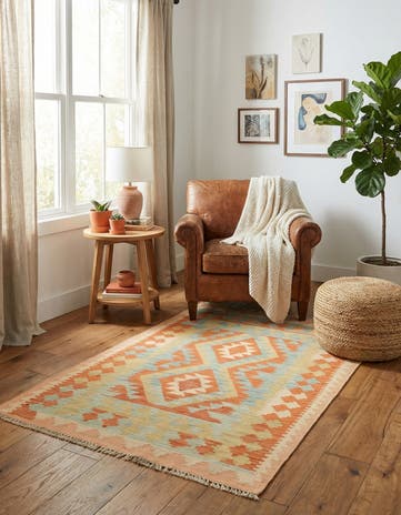 2' 8 x 4' 2 Hand Woven Kilim Waziri Wool Rug