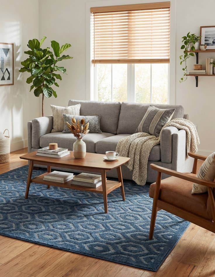 Detail image of 5' 3 x 8' Easy-Clean Trellis Textured Indoor / Outdoor Rug
