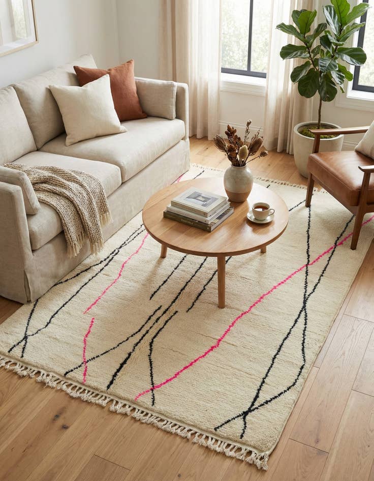 Detail image of 5' x 8'  Hand Knotted Moroccan Wool Rug