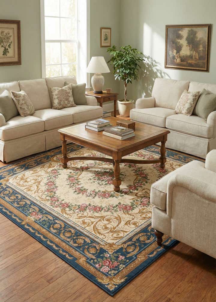 7' 10 x 7' 10 Easy-Clean Traditional Indoor / Outdoor Square Rug