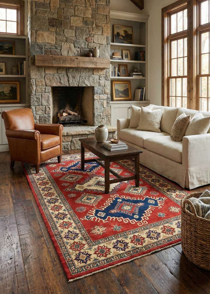 6' 4 x 9' 7 Hand Knotted Kazak Oriental Rug
