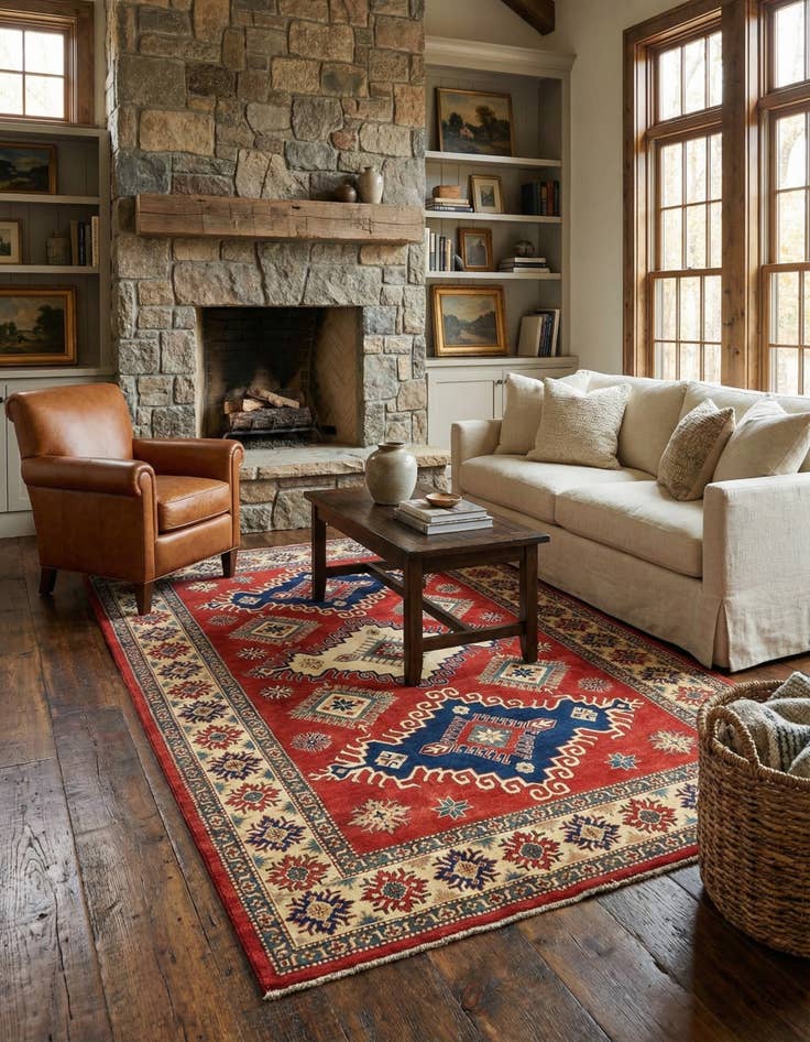 Detail image of 6' 4 x 9' 7 Hand Knotted Kazak Oriental Rug