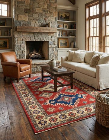 6' 4 x 9' 7 Hand Knotted Kazak Oriental Rug